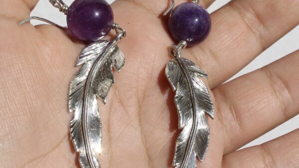 Aretes Pluma Amatista