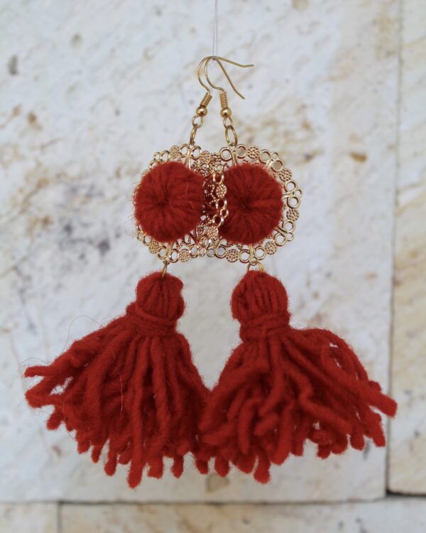 Aretes Pompones Rojos