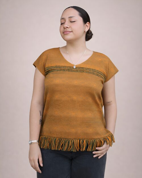 Huipil Naranja Brocado