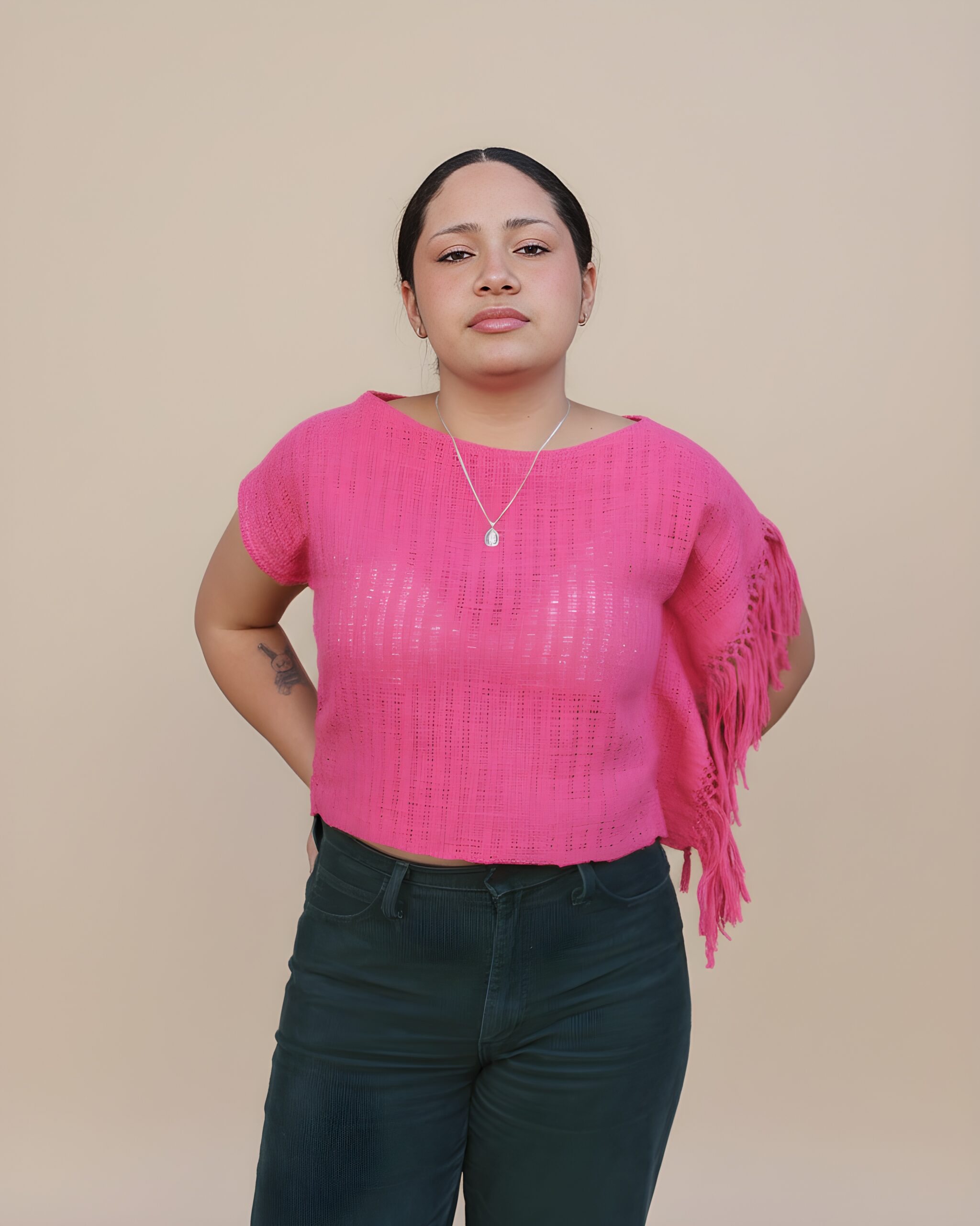 Blusa Diagonal Rosa Mexicano