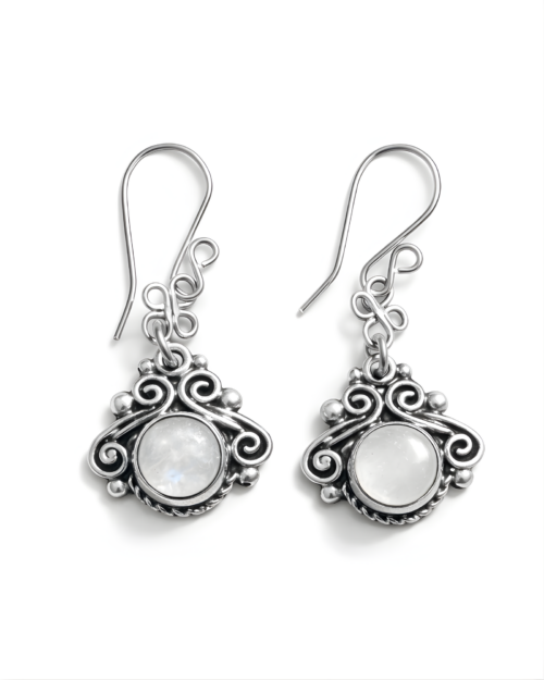 Aretes Plata Un Nivel Piedra Luna