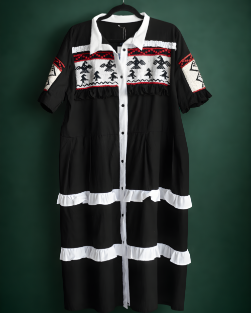 Vestido Negro Pájaros Antiguos