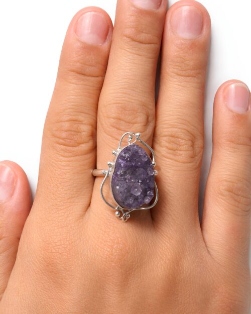 Anillo Plata con Geodita de Amatista