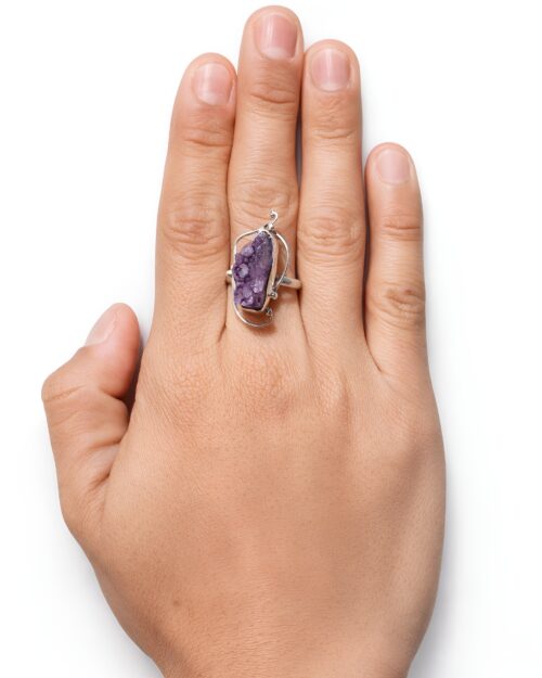 Anillo Plata Geodita de Amatista