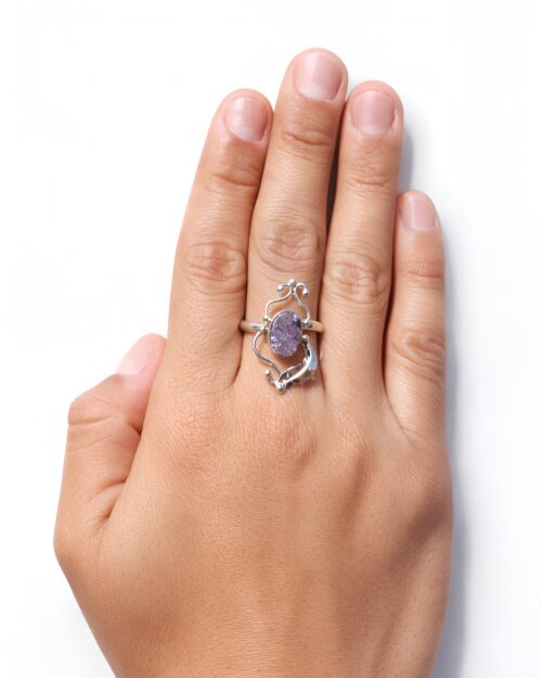 Anillo Plata con Geodita de Amatista