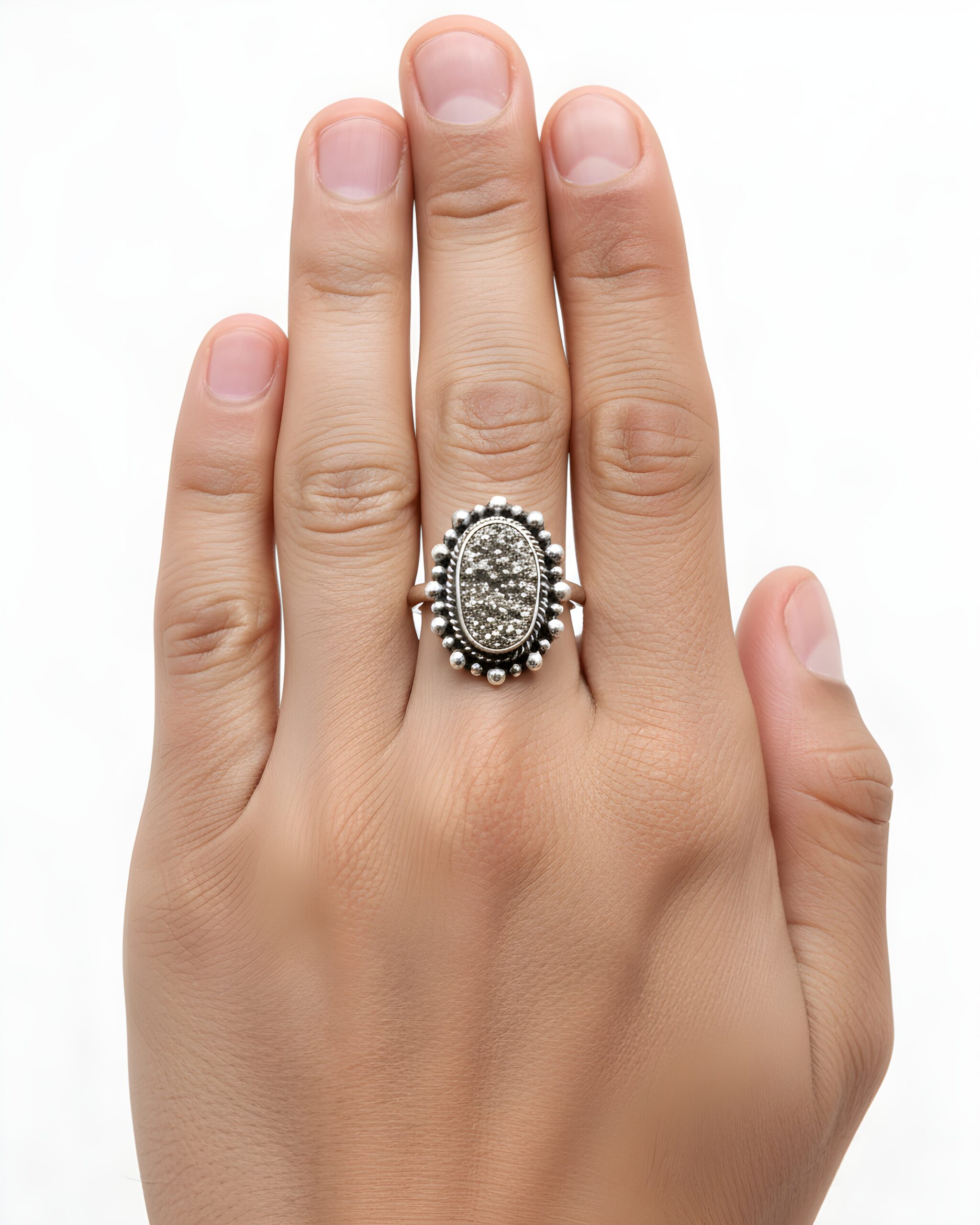 Anillo Plata Pirita Bolitas