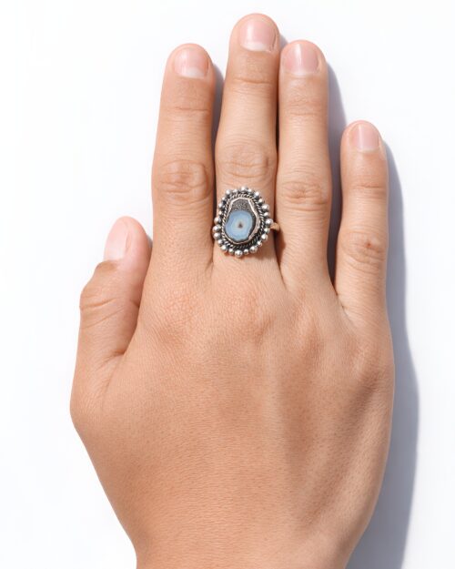 Anillo Plata Geodita Ovalada Bolitas