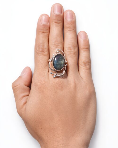 Anillo Labradorita Plumas