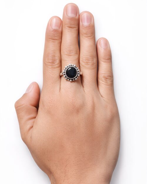 Anillo Plata Labradorita Redondo