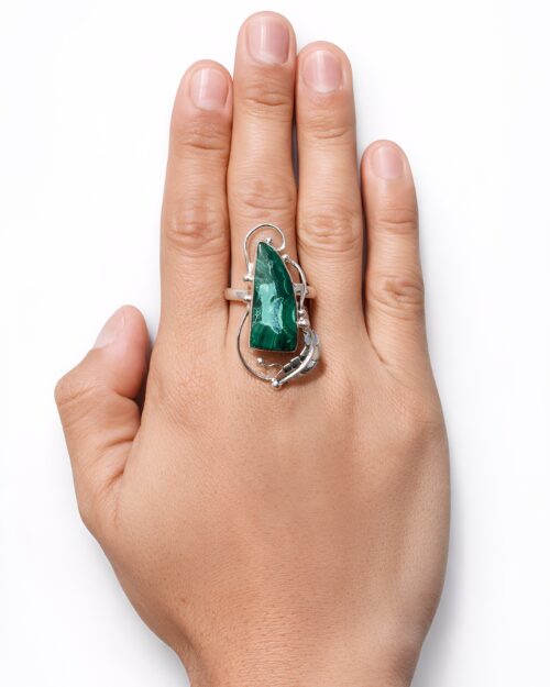 Anillo Plata Malaquita Colmillo