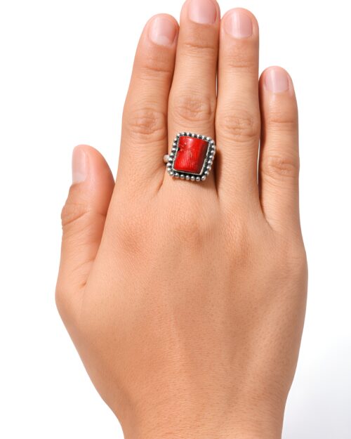 Anillo Plata Cuadrado Bolitas