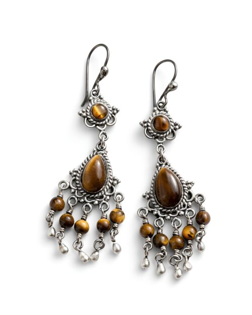 Aretes Filigrana Plata Ojo de Tigre