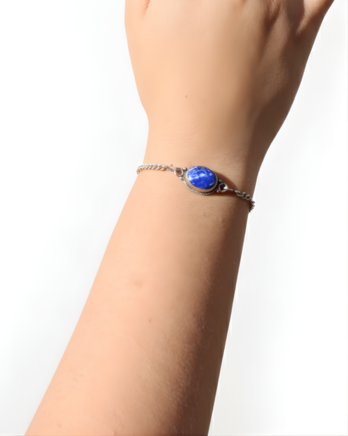 Pulsera Plata Piedra Lapislázuli