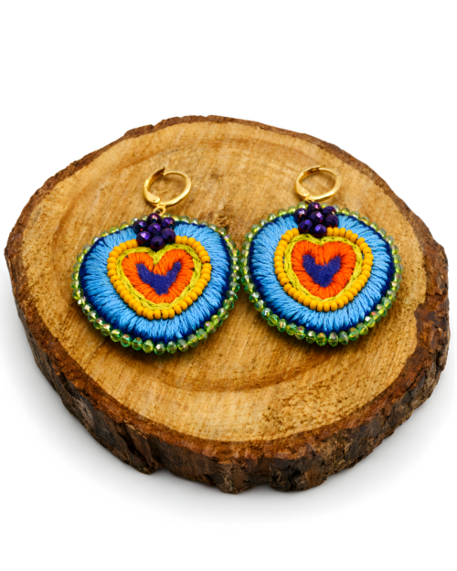 Aretes Corazón Con Chaquira